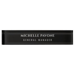 Stylish Black & Grey Simple Plain Professional Nameplate