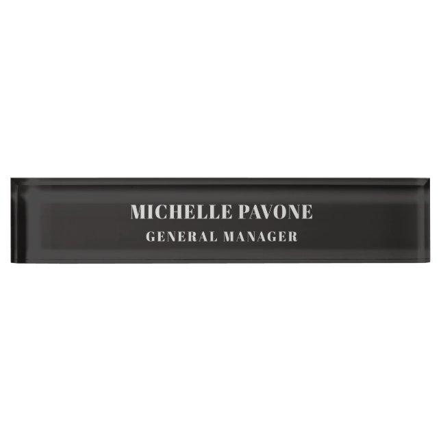 Stylish Black & Grey Simple Plain Professional Nameplate (Front)