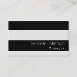 Stylish Black Grey Striped Pattern Business Card