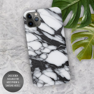 Stylish Black Grey White Marble Waves Art Pattern iPhone 15 Pro Max Case