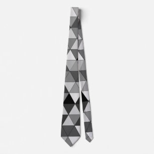 Stylish Black, Grey & White Triangle Design Tie