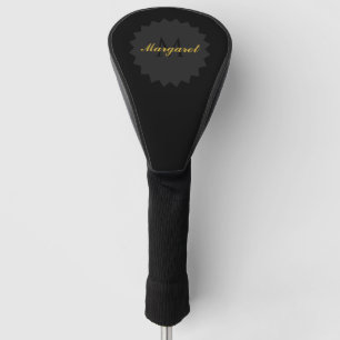 Stylish Black Head Cover with Your Name and Initia