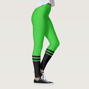 Stylish Black Horizontal Stripes   Lime Green Leggings