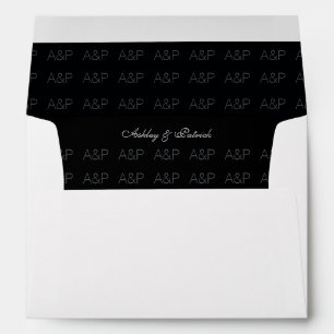stylish black inside monogrammed envelopes