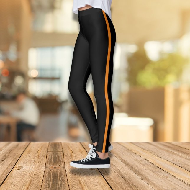 Stylish Black Leggings with Orange Side Stripe (Creator Uploaded)
