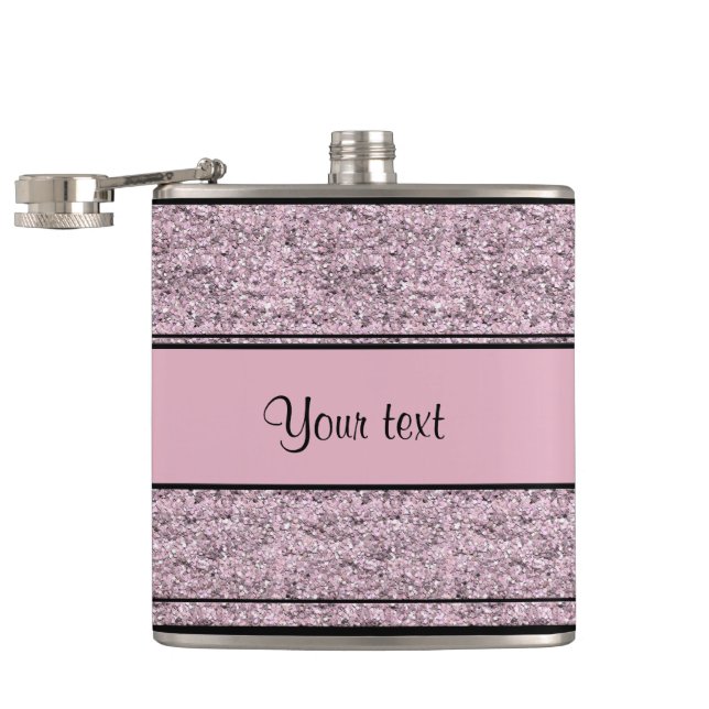 Stylish Black & Lilac Glitter Stripes Hip Flask (Opened)