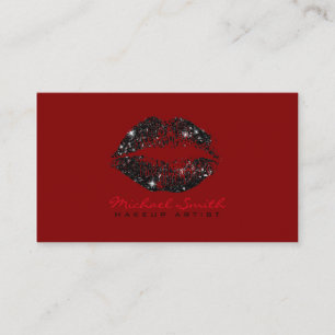 Stylish Black Lips Makeup Artist #12 Business Card