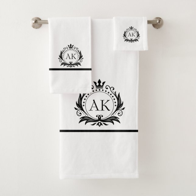 Stylish Black Luxury Frame and Crown Bath Towel Set (Insitu)