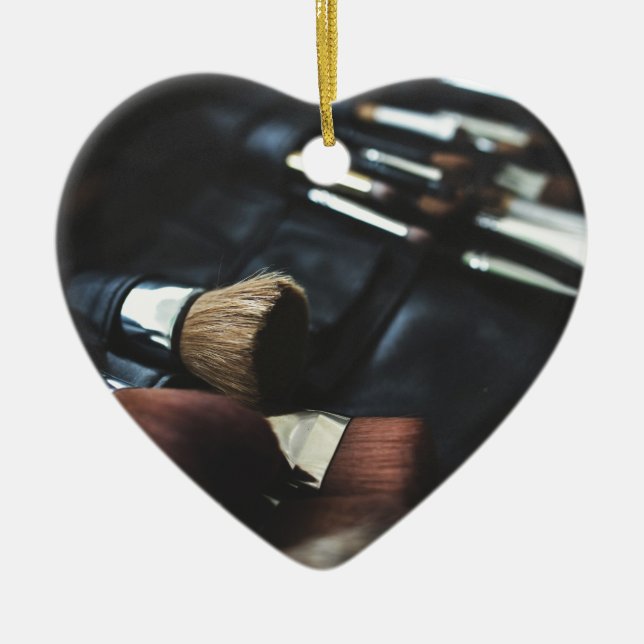 Stylish Black Makeup Artist Ceramic Tree Decoration (Front)