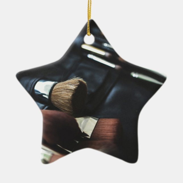 Stylish Black Makeup Artist Ceramic Tree Decoration (Front)