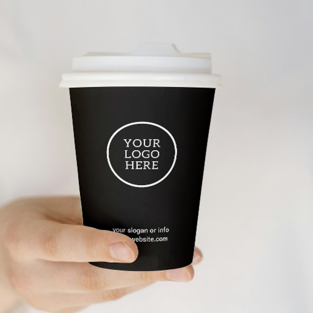 Stylish Black Minimalist Business Logo Corporate Paper Cups (Stylish Black Minimalist Business Logo Corporate Paper Cup by Creative Design)