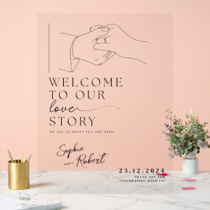 Stylish Black Minimalist Wedding Welcome Acrylic Sign