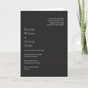 Stylish Black Modern Wedding Invitation