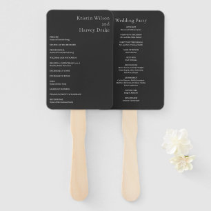 Stylish Black Modern Wedding Program Hand Fan