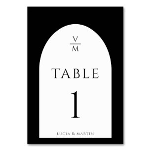 Stylish Black Monogram Initial Name Wedding Table Number