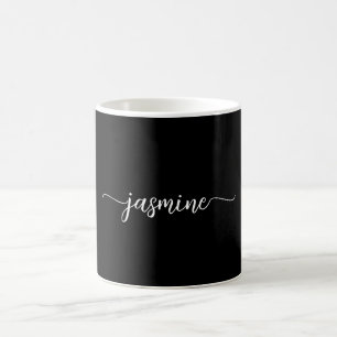 Stylish Black Monogram Name Signature Script  Coffee Mug