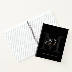 Stylish Black Monogram Notebook