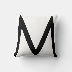 Stylish Black Monogram on White Throw Pillow