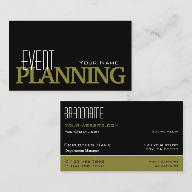 Stylish Black Mustard Simple and Professional Business Card (Front/Back)