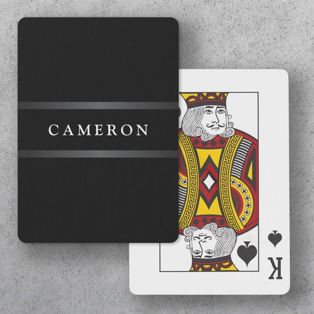 Stylish black name monogram gray gradient borders playing cards (Creator Uploaded)