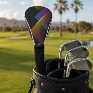 Stylish Black Neon Geometric Monogram Golf Head Cover