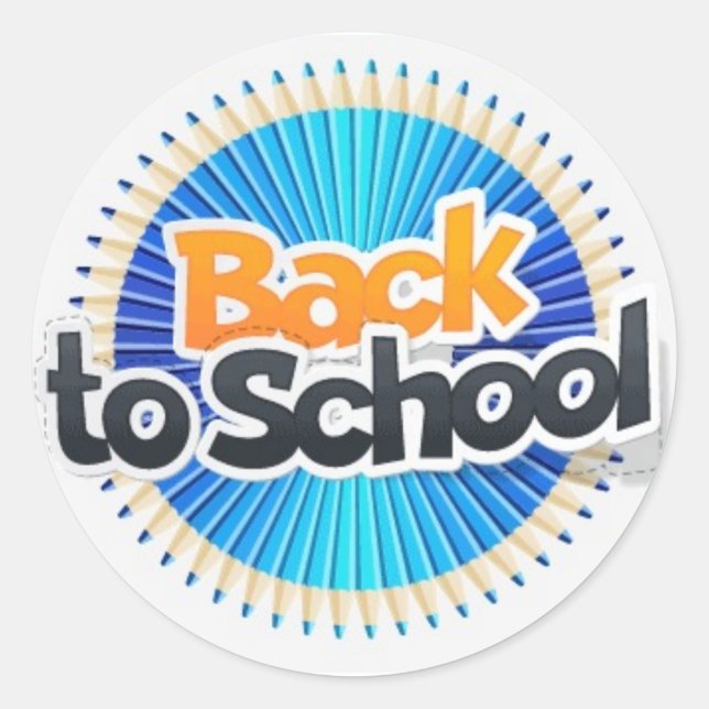 Stylish Black & Orange Back to School Round Classic Round Sticker (Front)