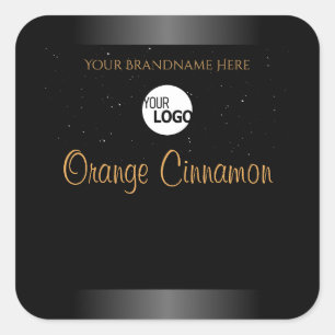 Stylish Black Orange Product Labels Logo Glitter