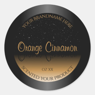 Stylish Black Orange Product Labels Soft Glitter