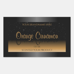 Stylish Black Orange Product Labels Soft Glitter