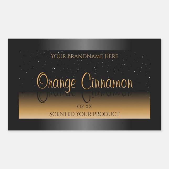 Stylish Black Orange Product Labels Soft Glitter (Front)
