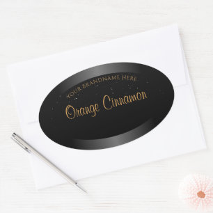 Stylish Black Orange Product Labels Soft Glitter