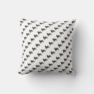 Stylish Black Panther Cat White Modern Cushion