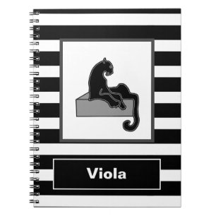 Stylish Black Panther Cat White Modern Notebook