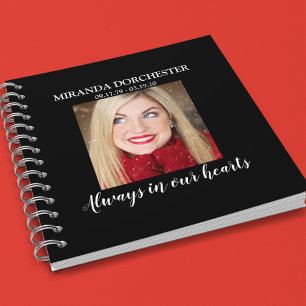 Stylish Black Photo Funeral Guest Notebook