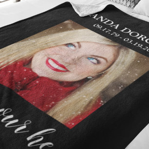 Stylish Black Photo Memorial Tribute Fleece Blanket