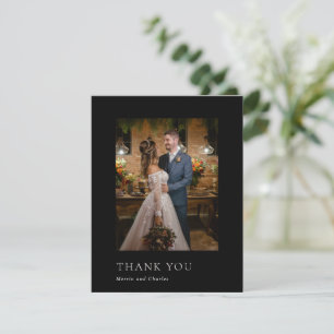 Stylish Black Photo Modern Wedding Thank You Card