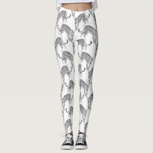 Stylish Black & Pink Leopard Animal White Design Leggings