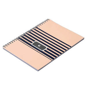  Stylish Black & Pink Monogram  Stripes Notebook