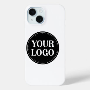 Stylish Black QR Code Design   Elegant Brand iPhone 15 Case