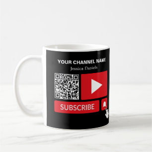 Stylish Black & Red - QR Code, Youtube - Vlogger Coffee Mug