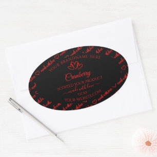 Stylish Black Red Word Cloud Product Labels Hearts