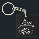 Stylish Black Retro Typography Best Man Groomsmen  Key Ring<br><div class="desc">Stylish Black White Retro Typography Best Man Groomsmen Keychain - a nice addition and gift for a best man's proposal set.</div>