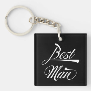 Stylish Black Retro Typography Best Man Groomsmen  Key Ring