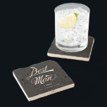 Stylish Black Retro Typography Best Man Groomsmen  Stone Coaster<br><div class="desc">Stylish Black White Retro Typography Best Man Groomsmen Stone Coaster</div>