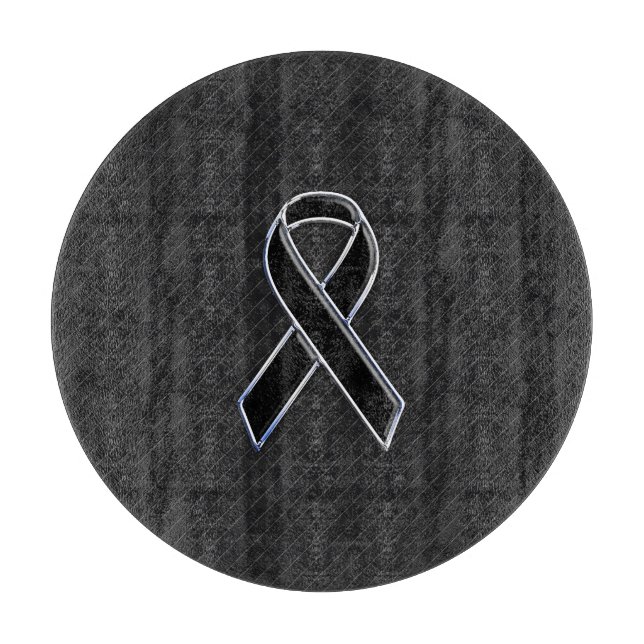 Stylish Black Ribbon Awareness Cutting Board (Front)