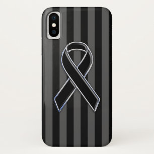 Stylish Black Ribbon Awareness Vertical Stripes Case-Mate iPhone Case