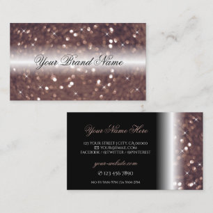 Stylish Black Rose Gold Sparkling Glitter Luxury Business Card