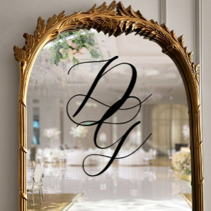 Stylish Black Script Overlapping Monogram Wedding
