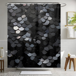 Stylish Black Sequin Shower Curtain