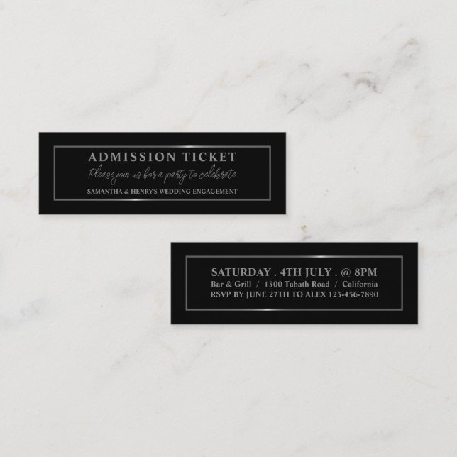 Stylish Black & Silver, Admission Ticket (Front/Back)